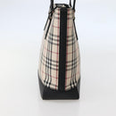 BURBERRY Nova Check Tote Bag Canvas Leather Beige Silver Auth BA5747-3