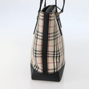 BURBERRY Nova Check Tote Bag Canvas Leather Beige Silver Auth BA5747-4
