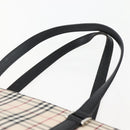 BURBERRY Nova Check Tote Bag Canvas Leather Beige Silver Auth BA5747-14