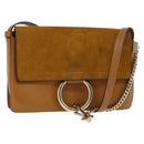 Chloe Fay Shoulder Bag Suede Leather Beige Gold Auth BA5749-1