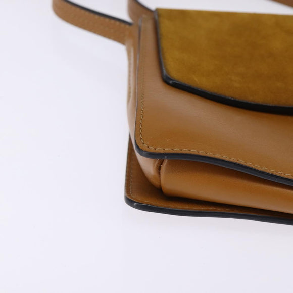 Chloe Fay Shoulder Bag Suede Leather Beige Gold Auth BA5749