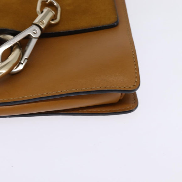 Chloe Fay Shoulder Bag Suede Leather Beige Gold Auth BA5749