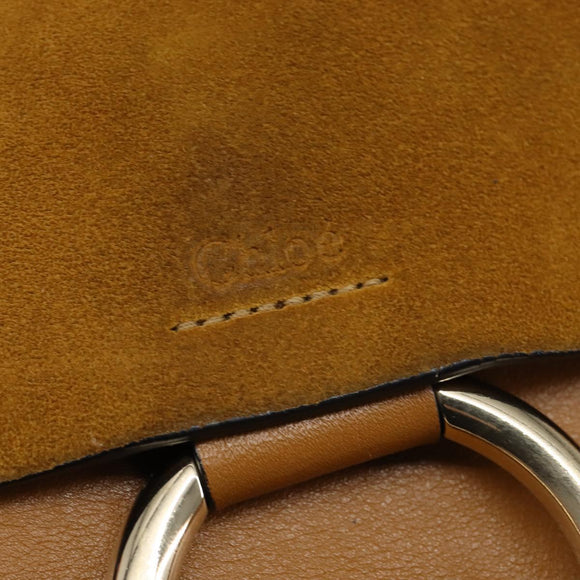 Chloe Fay Shoulder Bag Suede Leather Beige Gold Auth BA5749