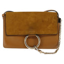 Chloe Fay Shoulder Bag Suede Leather Beige Gold Auth BA5749-13