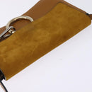 Chloe Fay Shoulder Bag Suede Leather Beige Gold Auth BA5749-6