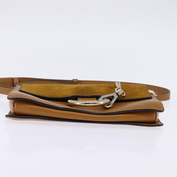 Chloe Fay Shoulder Bag Suede Leather Beige Gold Auth BA5749