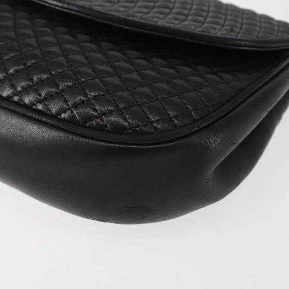 BALLY Chain Shoulder Bag Leather Black Gold Auth BA5751