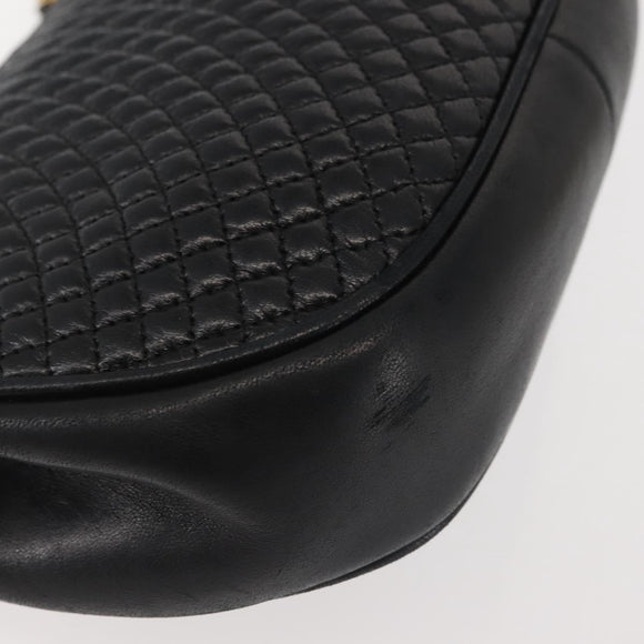 BALLY Chain Shoulder Bag Leather Black Gold Auth BA5751