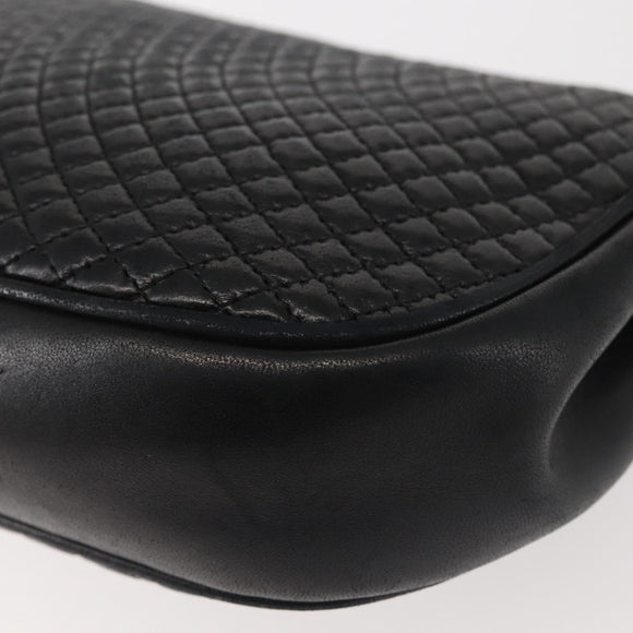 BALLY Chain Shoulder Bag Leather Black Gold Auth BA5751