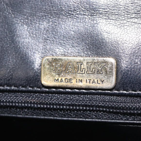 BALLY Chain Shoulder Bag Leather Black Gold Auth BA5751