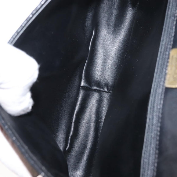 BALLY Chain Shoulder Bag Leather Black Gold Auth BA5751