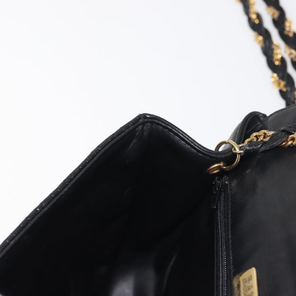 BALLY Chain Shoulder Bag Leather Black Gold Auth BA5751