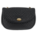 BALLY Chain Shoulder Bag Leather Black Gold Auth BA5751-13