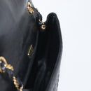 BALLY Chain Shoulder Bag Leather Black Gold Auth BA5751-21