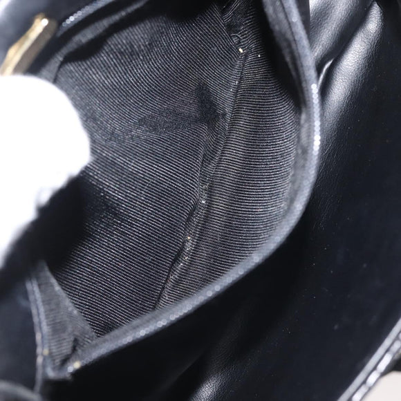 BALLY Chain Shoulder Bag Leather Black Gold Auth BA5751