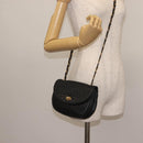 BALLY Chain Shoulder Bag Leather Black Gold Auth BA5751-22