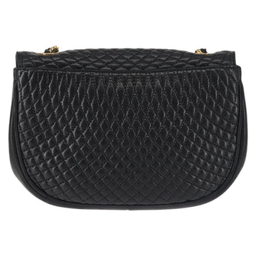 BALLY Chain Shoulder Bag Leather Black Gold Auth BA5751 - 0