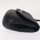 BALLY Chain Shoulder Bag Leather Black Gold Auth BA5751-3