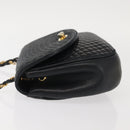 BALLY Chain Shoulder Bag Leather Black Gold Auth BA5751-4
