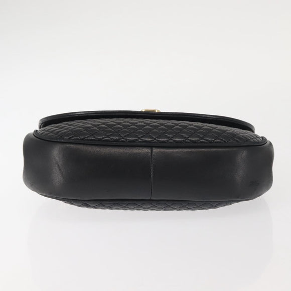 BALLY Chain Shoulder Bag Leather Black Gold Auth BA5751