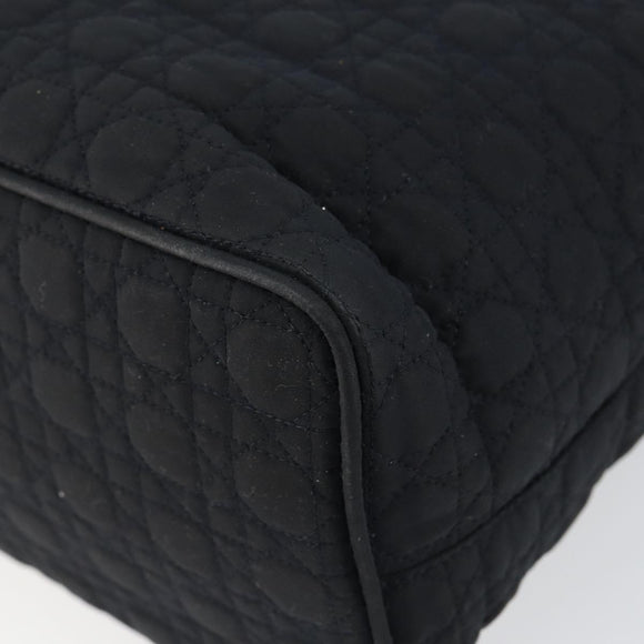 Christian Dior Lady Dior Canage Hand Bag Nylon Black Gold Auth BA5759