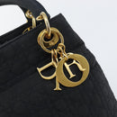 Christian Dior Lady Dior Canage Hand Bag Nylon Black Gold Auth BA5759-14