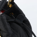 Christian Dior Lady Dior Canage Hand Bag Nylon Black Gold Auth BA5759-15