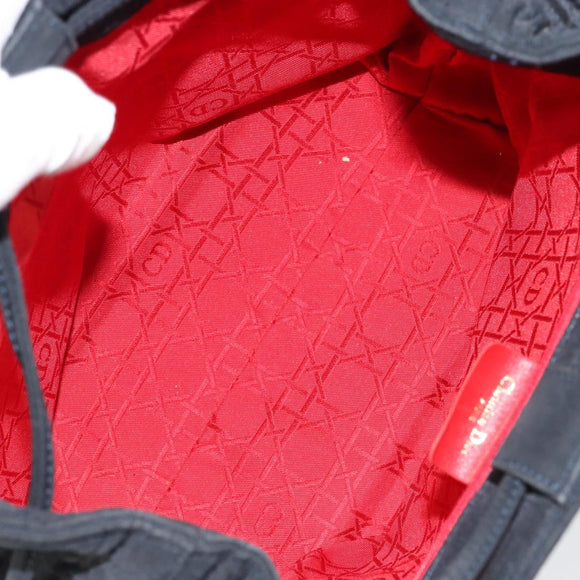 Christian Dior Lady Dior Canage Hand Bag Nylon Black Gold Auth BA5759