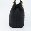 Christian Dior Lady Dior Canage Hand Bag Nylon Black Gold Auth BA5759-4