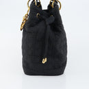 Christian Dior Lady Dior Canage Hand Bag Nylon Black Gold Auth BA5759-5