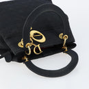 Christian Dior Lady Dior Canage Hand Bag Nylon Black Gold Auth BA5759-6