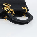 Christian Dior Lady Dior Canage Hand Bag Nylon Black Gold Auth BA5759-7