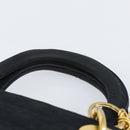 Christian Dior Lady Dior Canage Hand Bag Nylon Black Gold Auth BA5759-8