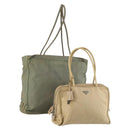PRADA Bag Nylon 2Set Khaki Beige Auth BA5760-1