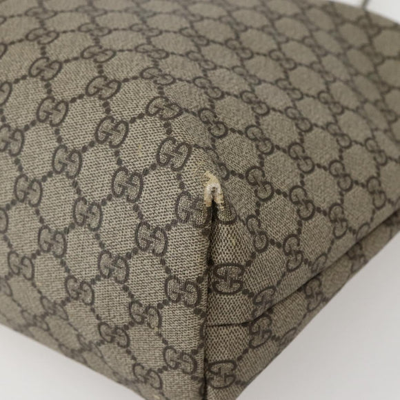 GUCCI GG Supreme Tote Bag PVC Beige Silver 211137 Auth BA5762