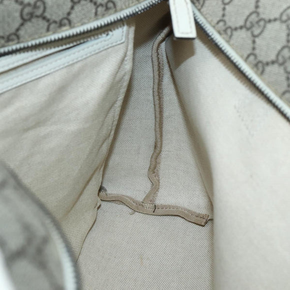 GUCCI GG Supreme Tote Bag PVC Beige Silver 211137 Auth BA5762