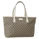 GUCCI GG Supreme Tote Bag PVC Beige Silver 211137 Auth BA5762-1
