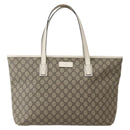 GUCCI GG Supreme Tote Bag PVC Beige Silver 211137 Auth BA5762-13