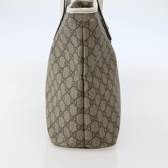 GUCCI GG Supreme Tote Bag PVC Beige Silver 211137 Auth BA5762