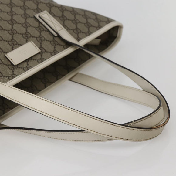 GUCCI GG Supreme Tote Bag PVC Beige Silver 211137 Auth BA5762