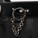 Salvatore Ferragamo Shoulder Bag Nylon Enamel Black Silver Auth BA5766-14