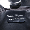 Salvatore Ferragamo Shoulder Bag Nylon Enamel Black Silver Auth BA5766-15