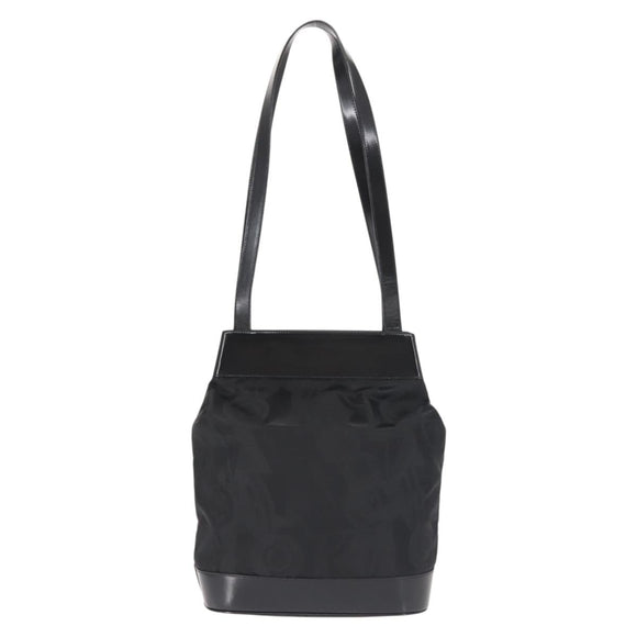 Salvatore Ferragamo Shoulder Bag Nylon Enamel Black Silver Auth BA5766