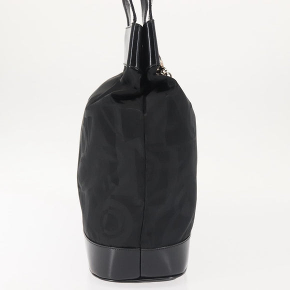 Salvatore Ferragamo Shoulder Bag Nylon Enamel Black Silver Auth BA5766