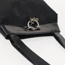 Salvatore Ferragamo Shoulder Bag Nylon Enamel Black Silver Auth BA5766-6