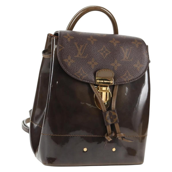 LOUIS VUITTON Monogram Vernis Hot Springs Rucksack Khaki M54389 LV Auth BA5768V