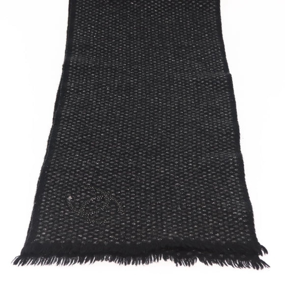 CHANEL Scarf Cashmere Black CC Auth BA5781
