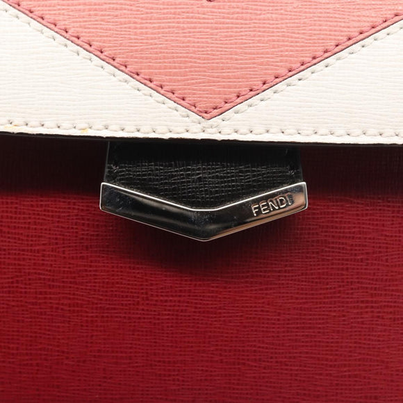 FENDI Demi Jour Bag Bugs Monster Hand Bag Leather 2way Red Silver Auth BA5782