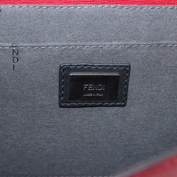 FENDI Demi Jour Bag Bugs Monster Hand Bag Leather 2way Red Silver Auth BA5782