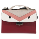 FENDI Demi Jour Bag Bugs Monster Hand Bag Leather 2way Red Silver Auth BA5782-13
